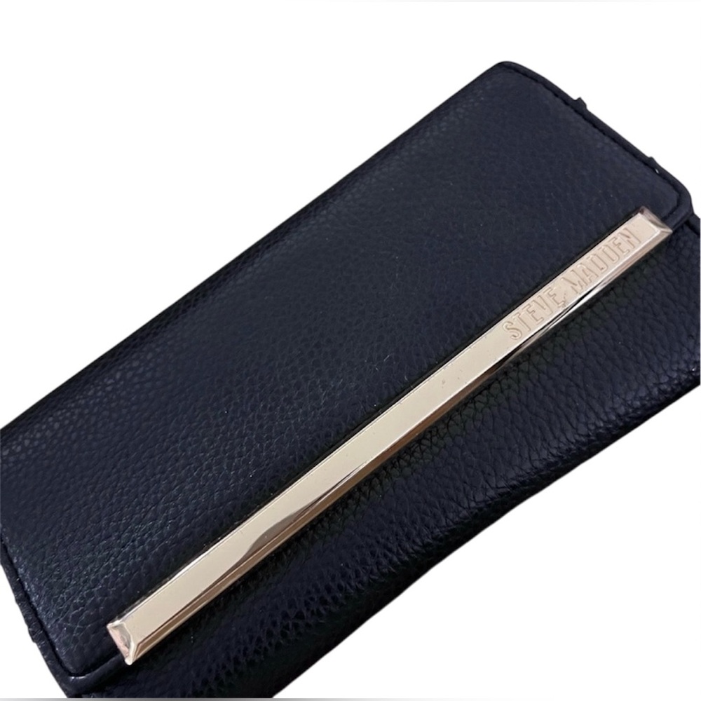 Steve Madden Black Clutch with Gold Detail Purse